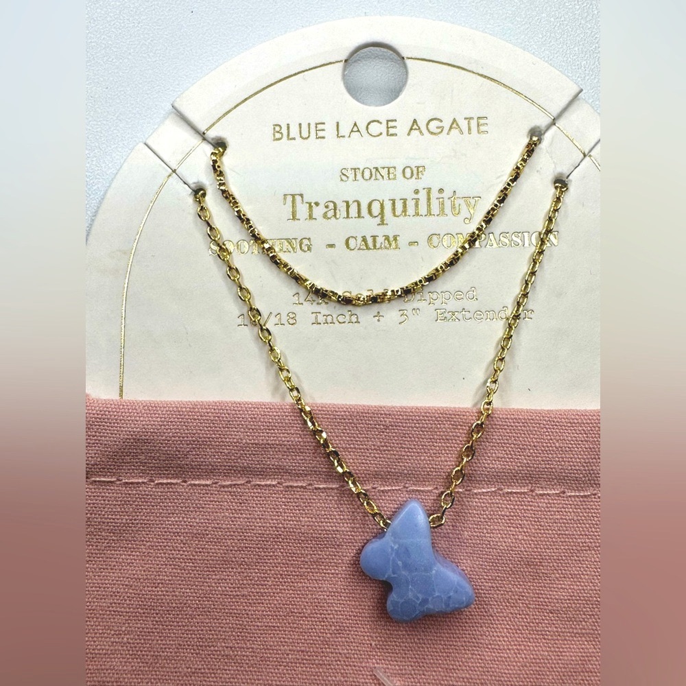 Blue Lace Agate butterfly necklace